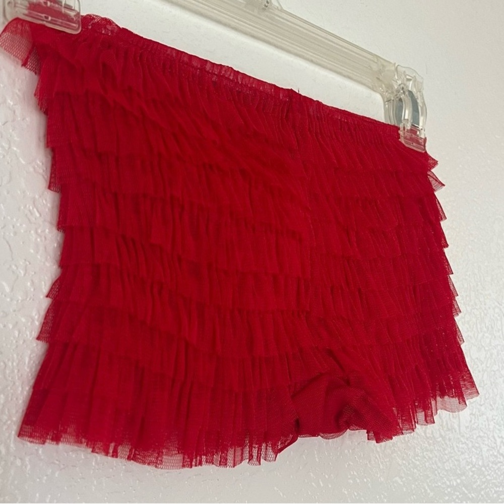 Tiered Red Mini Skirt with Ruffle Layers